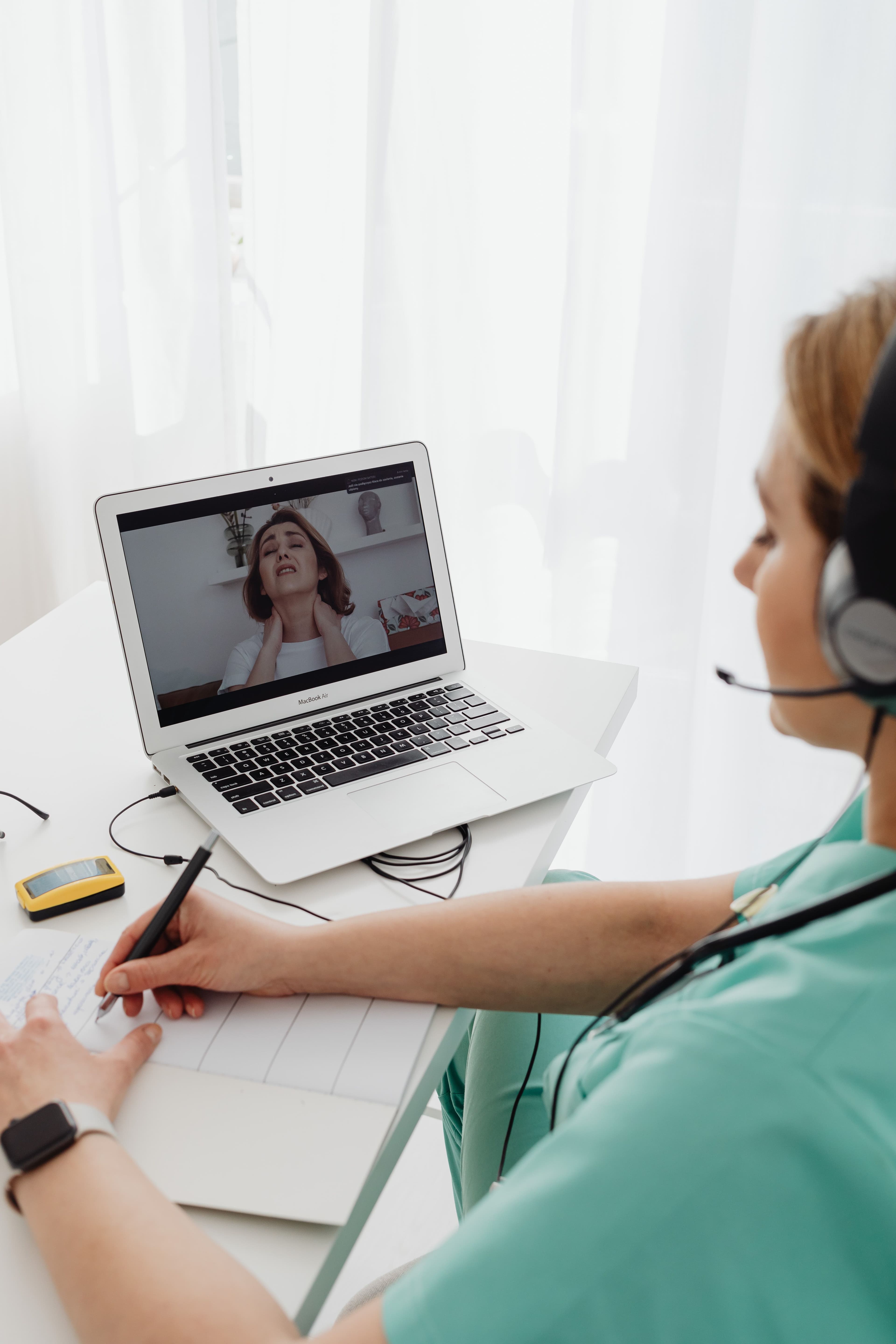 Patient having a video consultation with a doctor